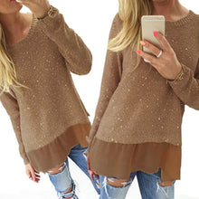 vogue womens long sleeve loose pullover blouse crewneck long tops jumper J4U66