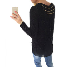 VogueWomen's Long Sleeve Loose Pullover Blouse Crewneck Long Tops Jumper J4U66