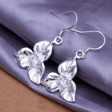 silver plated earing austria crystal flower earring silver plated earrings smte25 J4U66