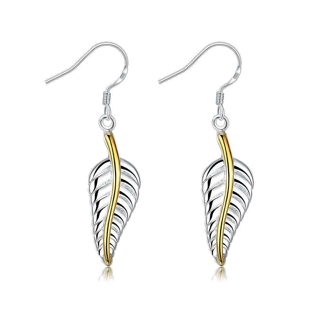 silver plated earing feather earring silver plated earrings smte03 J4U66