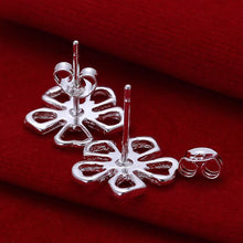 silver plated earing flower stud earring silver plated earrings smte053 J4U66