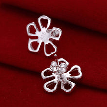 silver plated earing flower stud earring silver plated earrings smte053 J4U66