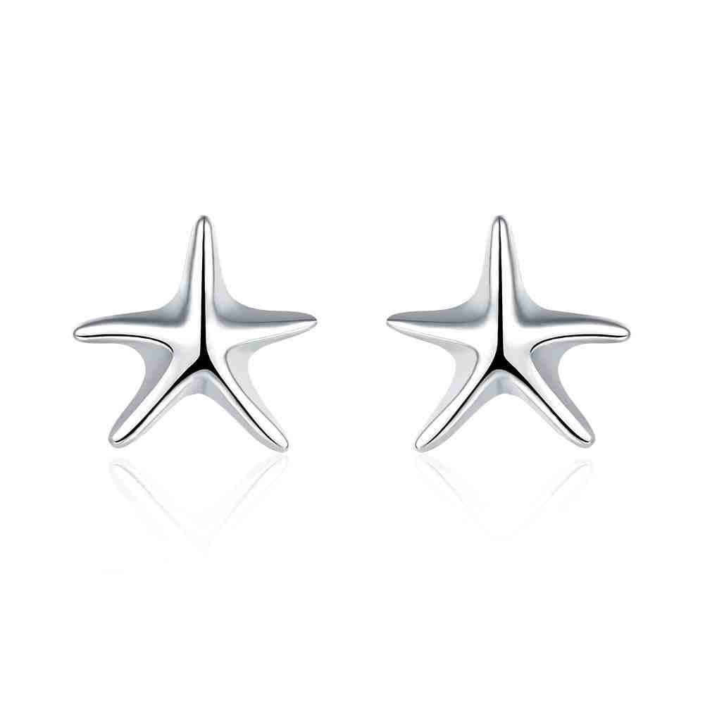 silver plated earing seastar stud earring silver plated earrings smte033 J4U66