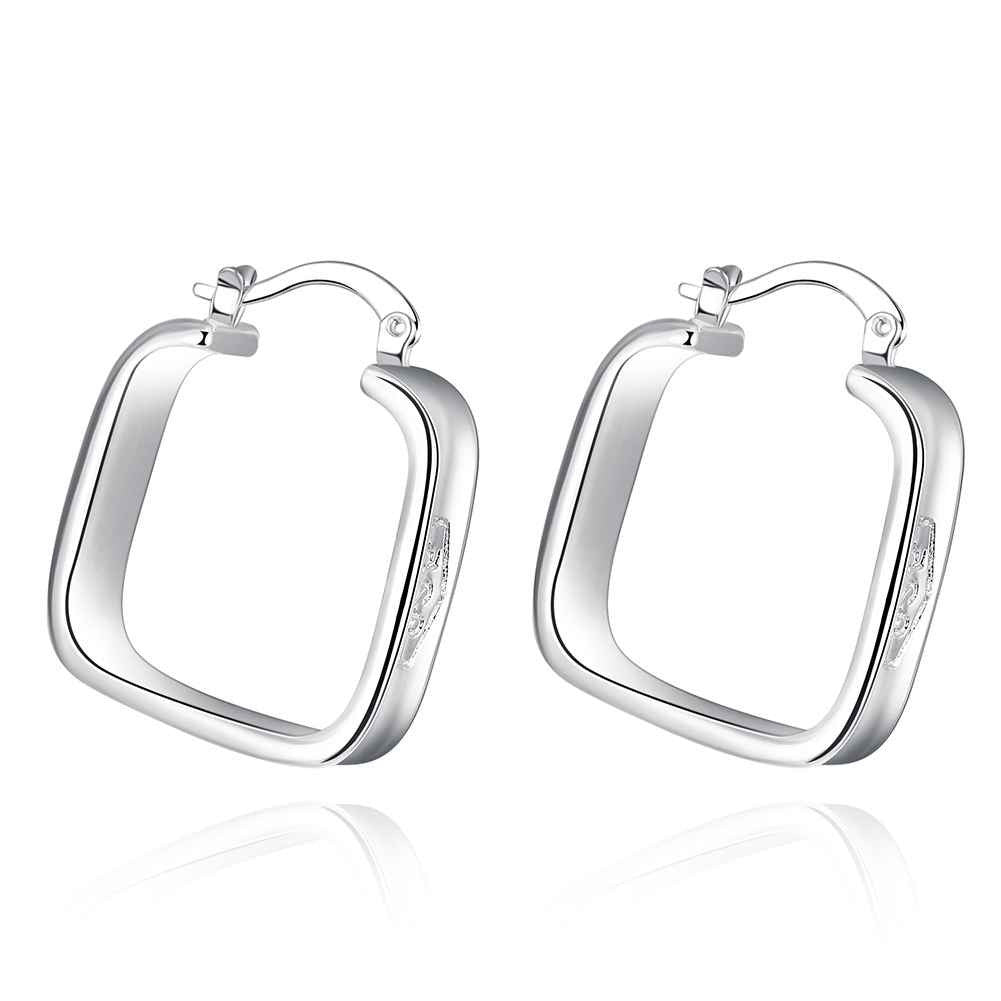 silver plated earing square hoop earring silver plated earrings smte20 J4U66