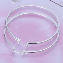 silver plated earing flat circle hoop earring silver plated earrings smte043 J4U66