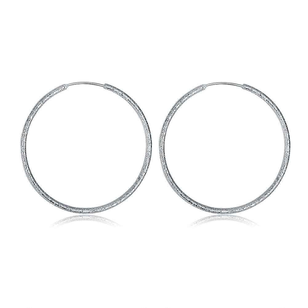 silver plated earing sand circle hoop earring silver plated earrings smte044 J4U66
