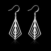 silver plated earing smooth rhombus shaped earring silver plated earrings smte241 J4U66