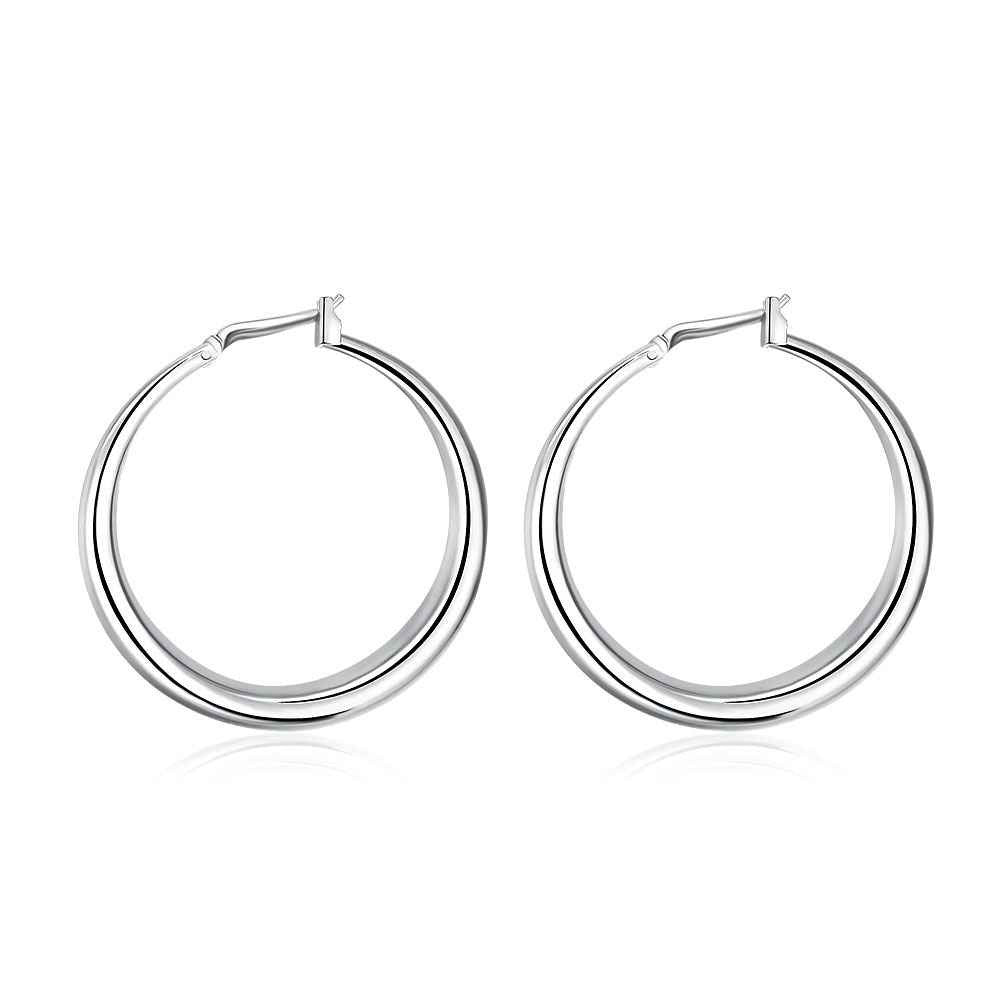 silver plated earing three dimensional hoop earring silver plated earrings smte020 J4U66