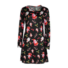 Ladies Women Long Sleeve Olaf Santa Printing O-neck Party Elegant Swing Dress Plus Size S-XL Vestidos J4U66