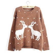 Women Reindeer Sweater Deer Thicken Pullovers Lady Knitted Cotton Sweaters J4U66
