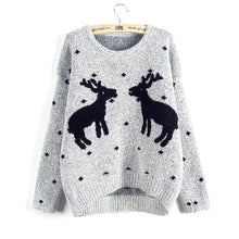 Women Reindeer Sweater Deer Thicken Pullovers Lady Knitted Cotton Sweaters J4U66