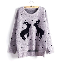 Women Reindeer Sweater Deer Thicken Pullovers Lady Knitted Cotton Sweaters J4U66
