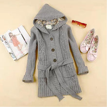 Cardigan Women Full Sleeve Long Loose Knitted Cardigans Hooded Sweater For Young Lady J4U66