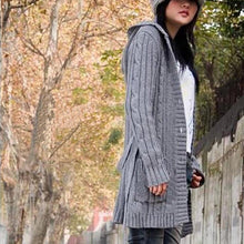 Cardigan Women Full Sleeve Long Loose Knitted Cardigans Hooded Sweater For Young Lady J4U66