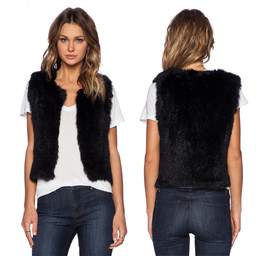 Plus Size Faux Fur Jacket Women Natural VGilet Sleeveless Lapel Outerwear Jacket Coat Hair Jacket Waistcoat J4U66