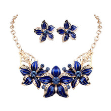 Woman Lady Party Oil Drop Flower Romantic WF Jewelry Set Necklace Earrings J4U66