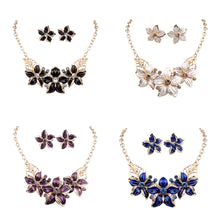 Woman Lady Party Oil Drop Flower Romantic WF Jewelry Set Necklace Earrings J4U66