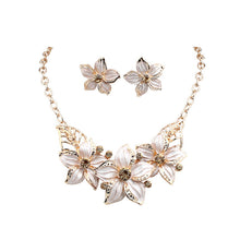 Woman Lady Party Oil Drop Flower Romantic WF Jewelry Set Necklace Earrings J4U66