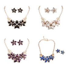 Woman Lady Party Oil Drop Flower Romantic WF Jewelry Set Necklace Earrings J4U66