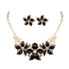 Woman Lady Party Oil Drop Flower Romantic WF Jewelry Set Necklace Earrings J4U66