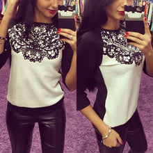 women cloth loose long sleeve lace patchwork shirts sweatshirts hoodies plus size J4U66
