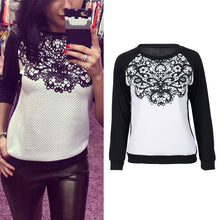 Cloth Loose Long Sleeve Lace Patchwork Shirts Sweatshirts Hoodies Plus Size J4U66