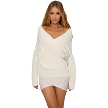 Loose Long Sleeve V Neck Sweater Tops Pullovers Thin Black White Sweaters J4U66
