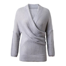 women loose long sleeve v neck sweater tops pullovers thin black white sweaters J4U66