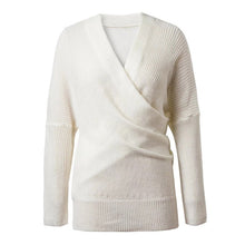 women loose long sleeve v neck sweater tops pullovers thin black white sweaters J4U66