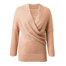 women loose long sleeve v neck sweater tops pullovers thin black white sweaters J4U66