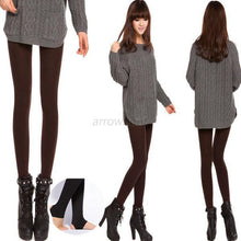 Thick Warm Legging Brushed Lining Stretch Fleece Pants Trample Feet Leggings J4U66