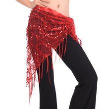 New Women Belly Dance Triangle Hand Make Sequin Tassles Mesh Hip Scarf Wrap 9 Colors  J4U66
