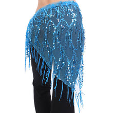 New Women Belly Dance Triangle Hand Make Sequin Tassles Mesh Hip Scarf Wrap 9 Colors  J4U66