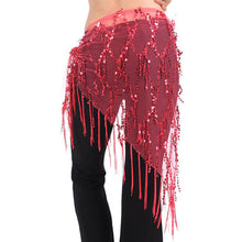 New Women Belly Dance Triangle Hand Make Sequin Tassles Mesh Hip Scarf Wrap 9 Colors  J4U66