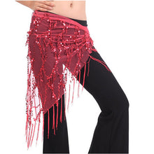 New Women Belly Dance Triangle Hand Make Sequin Tassles Mesh Hip Scarf Wrap 9 Colors  J4U66