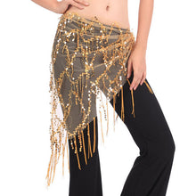 New Women Belly Dance Triangle Hand Make Sequin Tassles Mesh Hip Scarf Wrap 9 Colors  J4U66