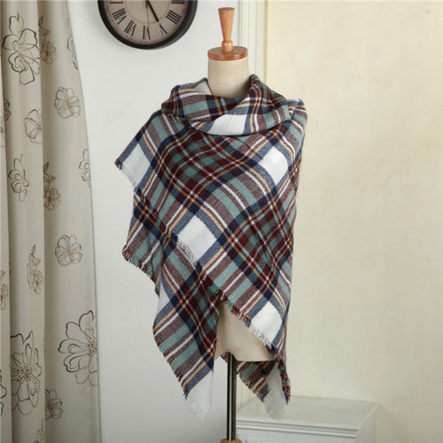Blanket Oversized Tartan Plaid Scarf Wrap Shawl Poncho Jacket Coat Stole J4U66