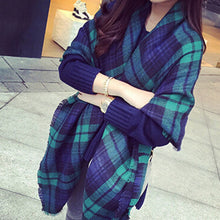 women blanket oversized tartan plaid scarf wrap shawl poncho jacket coat stole J4U66