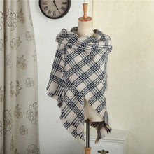 women blanket oversized tartan plaid scarf wrap shawl poncho jacket coat stole J4U66