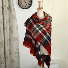 women blanket oversized tartan plaid scarf wrap shawl poncho jacket coat stole J4U66