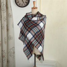 women blanket oversized tartan plaid scarf wrap shawl poncho jacket coat stole J4U66