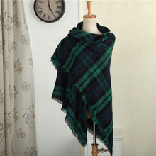 women blanket oversized tartan plaid scarf wrap shawl poncho jacket coat stole J4U66