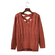 women clothing criss cross top backless knitted sweater warm knitwear loose jumpers white pullover outwear J4U66