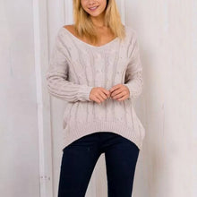 Clothing Criss Cross top Backless knitted sweater Warm Knitwear Loose Jumpers White Pullover Outwear J4U66