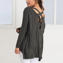 Clothing Criss Cross top Backless knitted sweater Warm Knitwear Loose Jumpers White Pullover Outwear J4U66