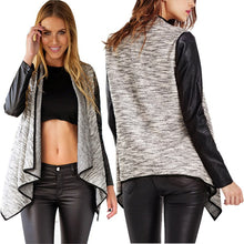 New Women Fashion Fall Pu Leather Long Sleeve Irregular Jacket Coat Outwear PY3 J4U66