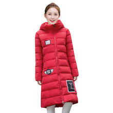 Full Sleeve Parkas Coat Cotton Padded Long Over Knee Thick Warm Black Coat Casual Clothing J4U66
