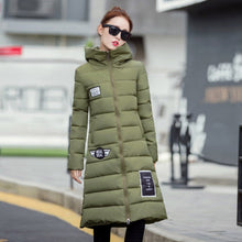 Full Sleeve Parkas Coat Cotton Padded Long Over Knee Thick Warm Black Coat Casual Clothing J4U66