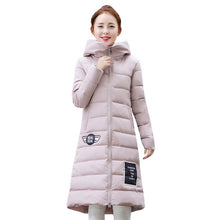 women full sleeve parkas coat cotton padded long over knee thick warm black coat casual clothing J4U66