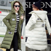 Full Sleeve Parkas Coat Cotton Padded Long Over Knee Thick Warm Black Coat Casual Clothing J4U66